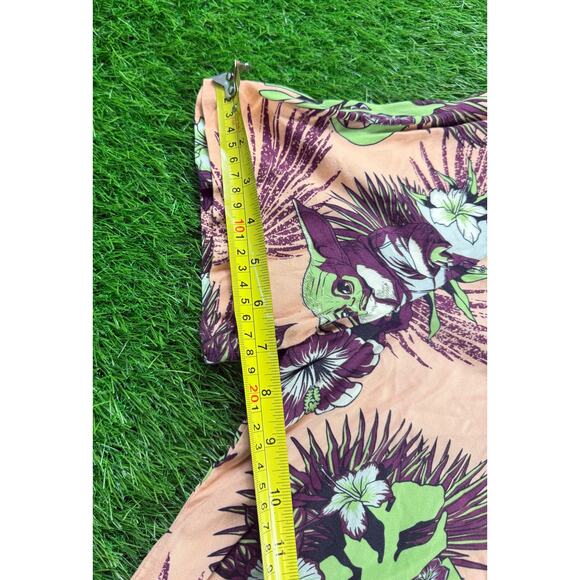 Star Wars The Mandalorian Grogu Aloha Hawaiian Shirt XXL Peach Green Floral - Picture 4 of 8